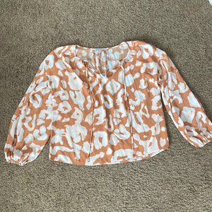 Elizabeth and James Orange and White Blouse